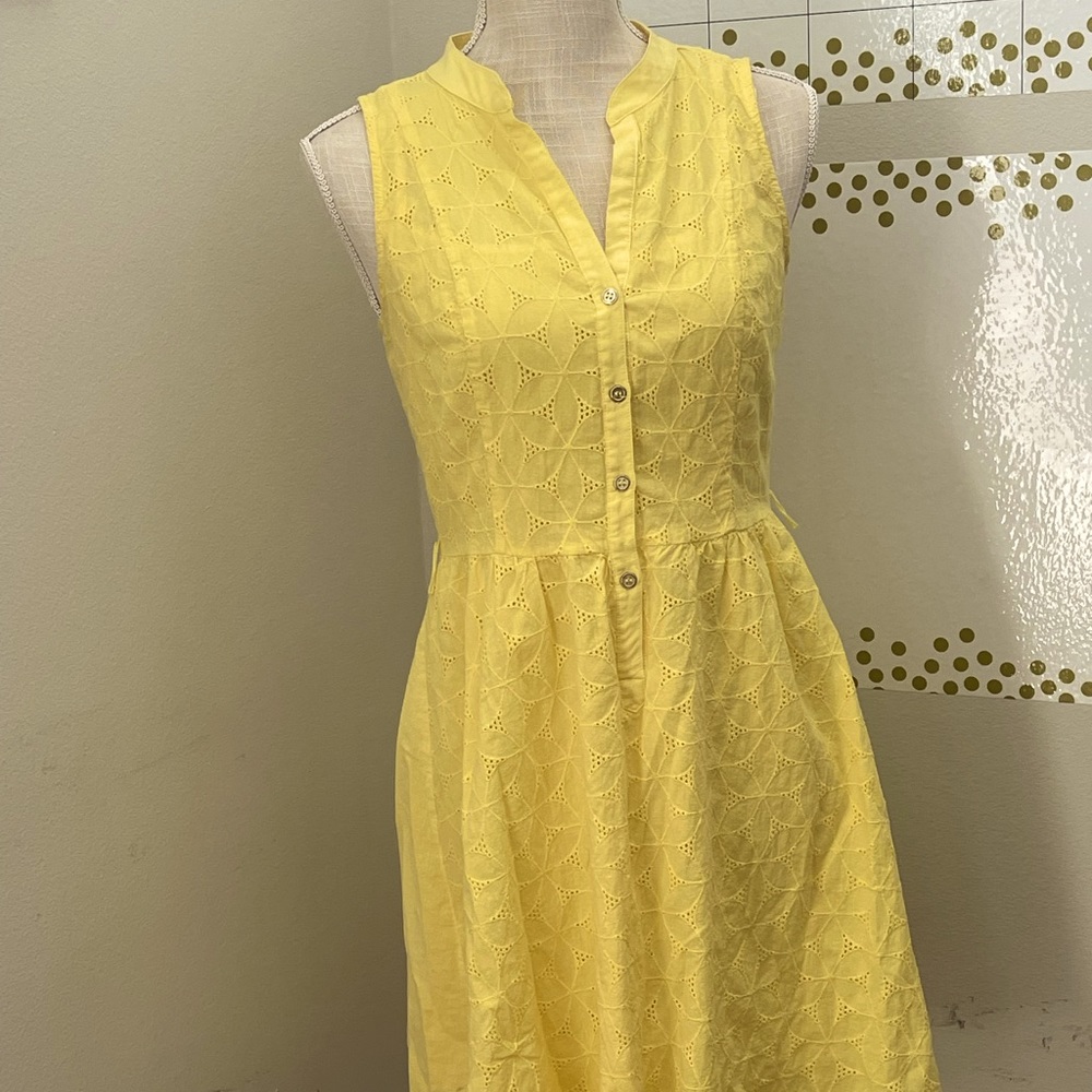 Sandra Darren yellow eyelet dress